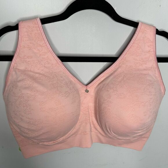 Breezies Seamless Floral Jacquard Wirefree T-Shirt Bra Ballet Pink Plus Sz 40DDD - Picture 4 of 9
